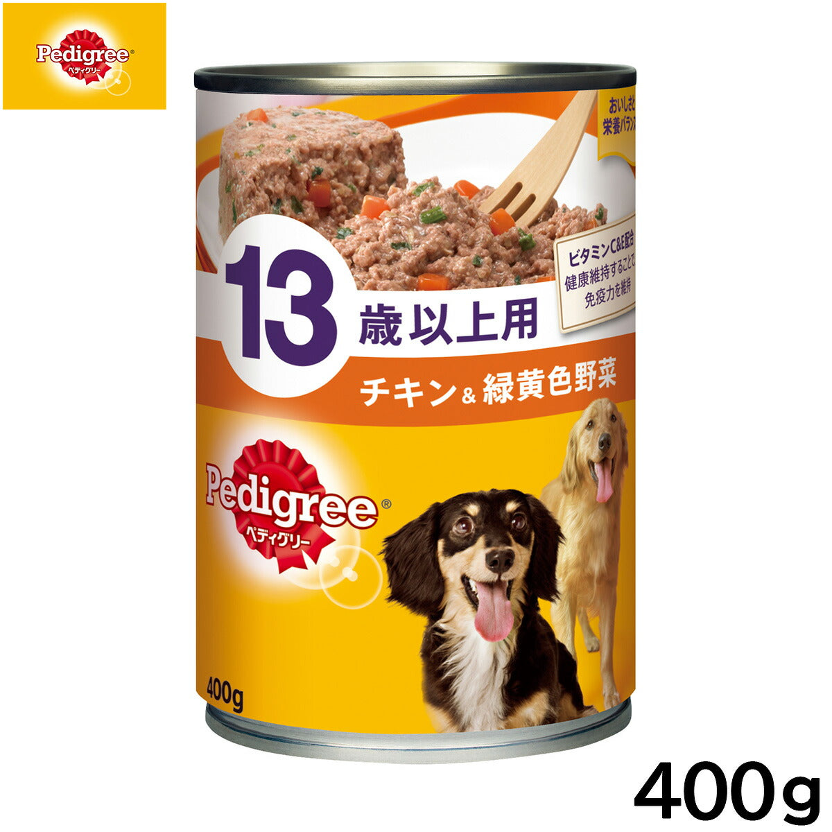 ペディグリー ドッグフード 13歳以上用 チキン＆緑黄色野菜 400g 缶詰