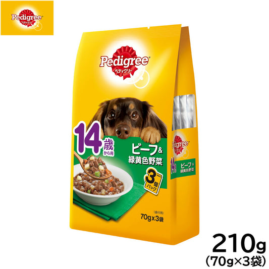 ペディグリー ドッグフード 14歳から用 ビーフ＆緑黄色野菜 70g×3袋 マースジャパン 犬用