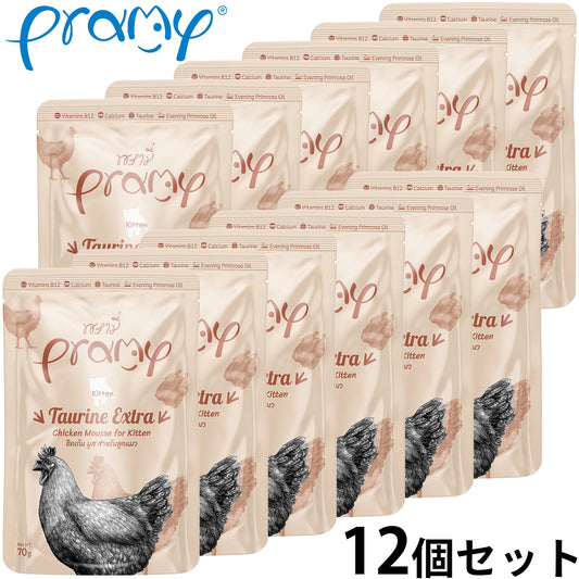 プラミー Pramy キャットフード ウェットフード チキンムース タウリンエクストラ キトン 70g×12個セット