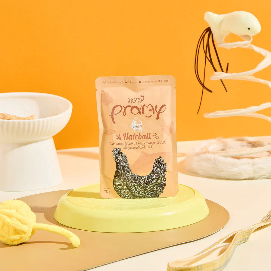 プラミー Pramy キャットフード ウェットフード ツナ・チキンゼリー ヘアボール 70g×48個セット【送料無料】