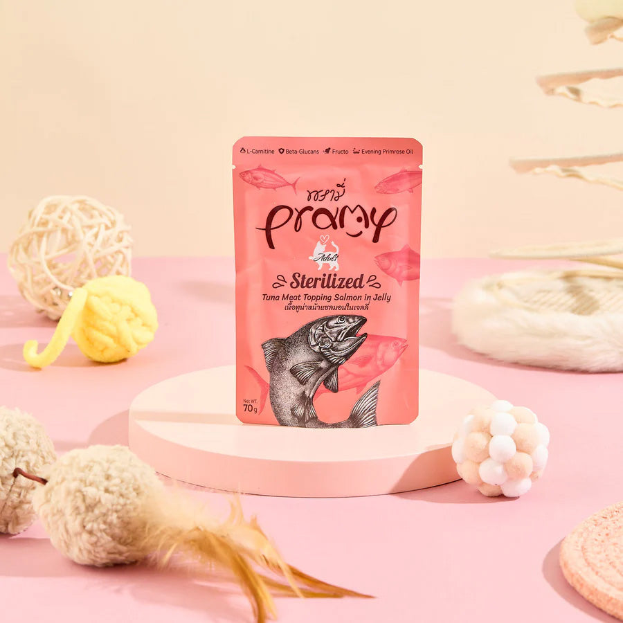 プラミー Pramy キャットフード ウェットフード ツナ・サーモンゼリー ステアライズド 70g×48個セット【送料無料】