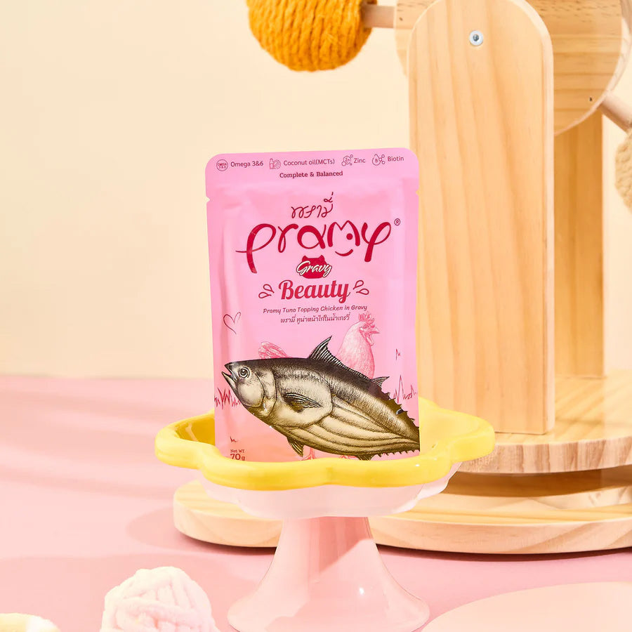 プラミー Pramy キャットフード ウェットフード ツナ・チキングレイビー ビューティー 70g×48個セット【送料無料】