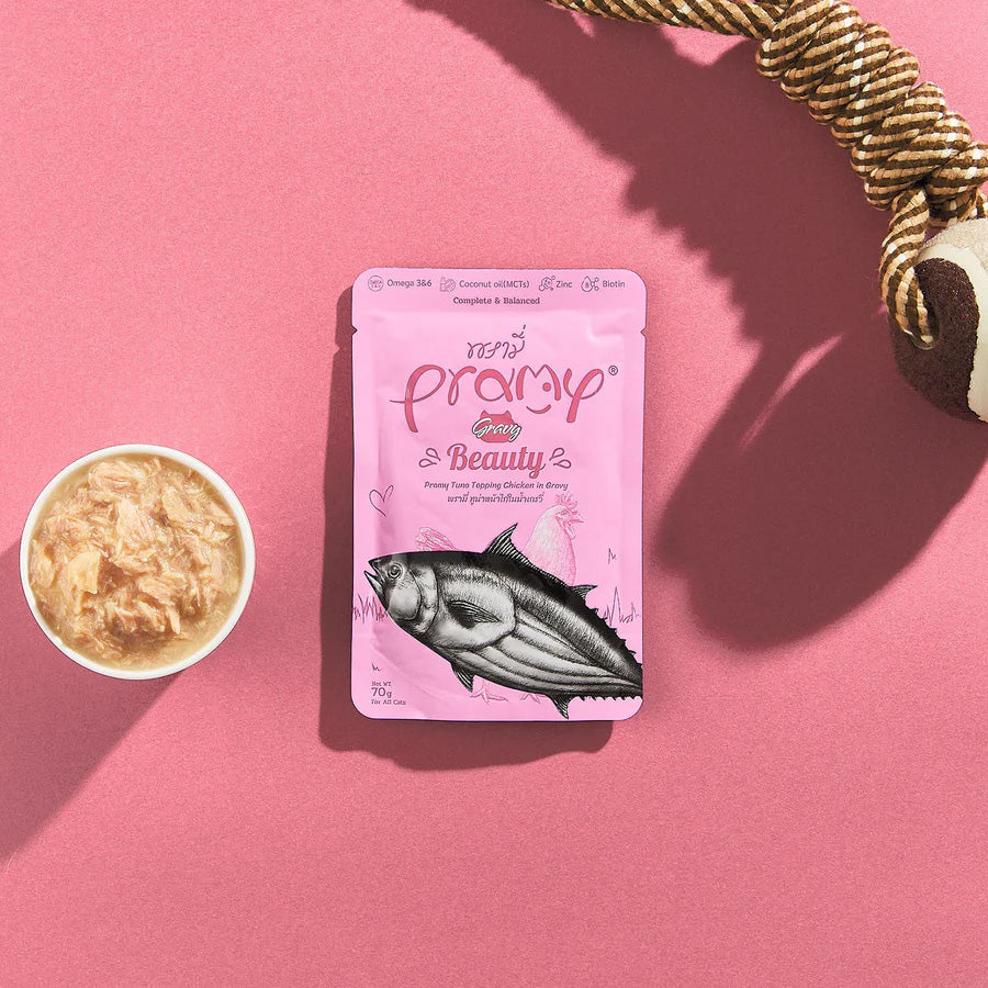 プラミー Pramy キャットフード ウェットフード ツナ・チキングレイビー ビューティー 70g×48個セット【送料無料】