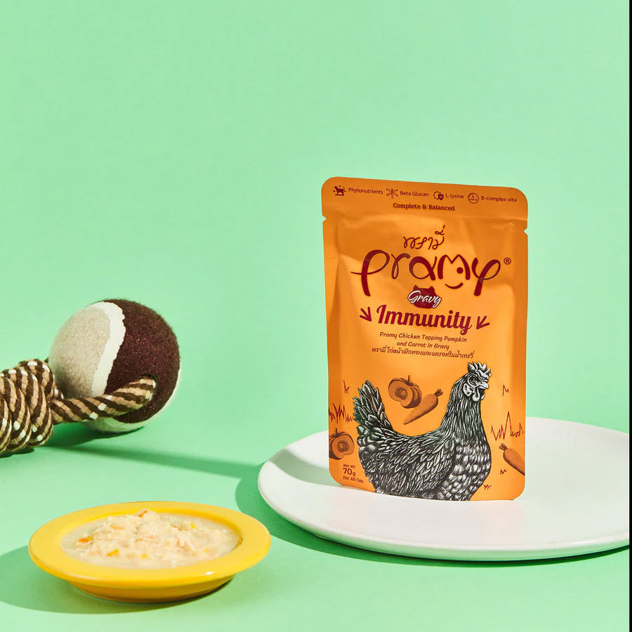 プラミー Pramy キャットフード ウェットフード チキン・ニンジン・カボチャ グレイビー イミュニティー 70g×48個セット【送料無料】