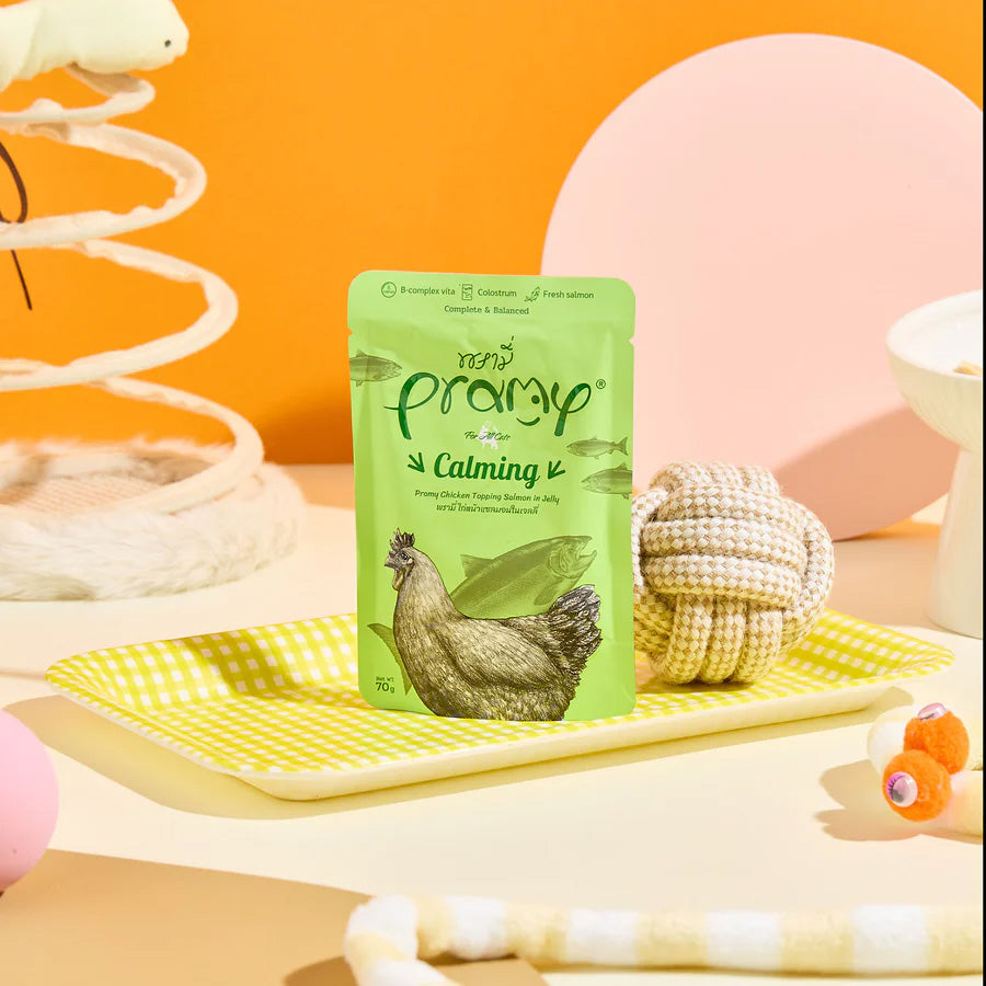 プラミー Pramy キャットフード ウェットフード チキン・サーモンゼリー カーミング 70g×48個セット【送料無料】
