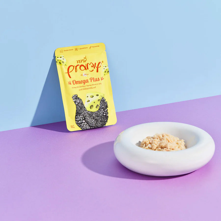 プラミー Pramy キャットフード ウェットフード チキン・チーズゼリー オメガプラス 70g×48個セット【送料無料】