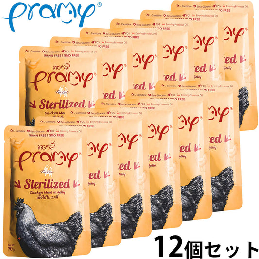 プラミー Pramy キャットフード ウェットフード チキン ゼリー ステアライズド 70g×12個セット