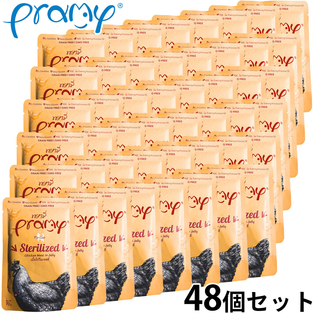 プラミー Pramy キャットフード ウェットフード チキン ゼリー ステアライズド 70g×48個セット【送料無料】