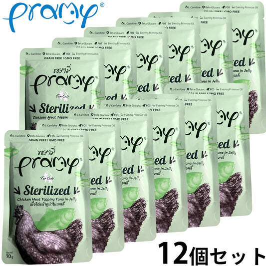 プラミー Pramy キャットフード ウェットフード チキン ツナ ゼリー ステアライズド 70g×12個セット