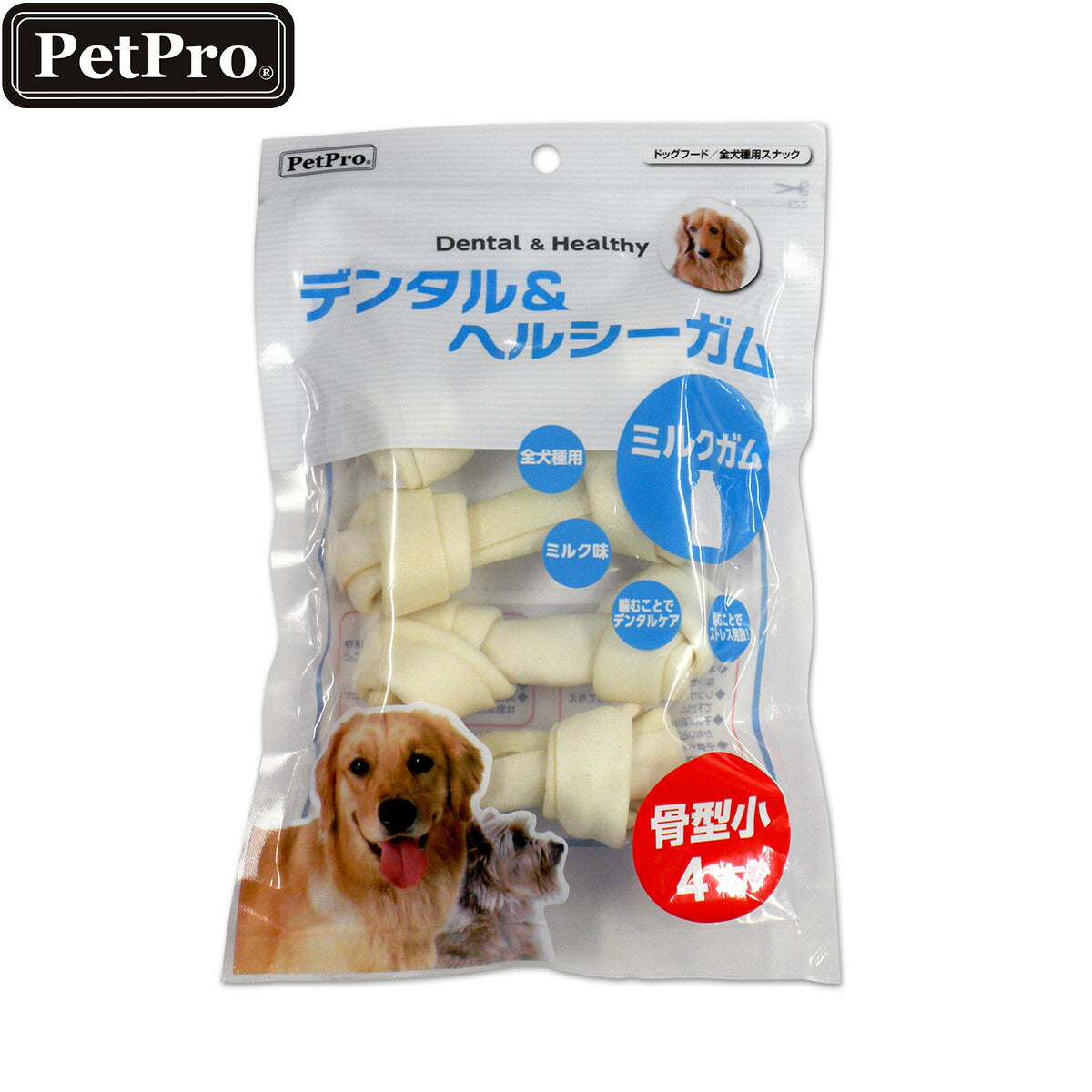 ペットプロ 犬用おやつ デンタル＆ヘルシーガム ミルクガム 骨型小 4本