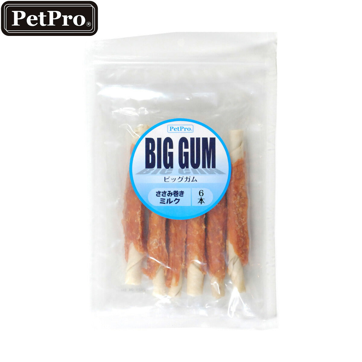 ペットプロ BIGガム ささみ巻きミルク 愛犬用おやつ 6本