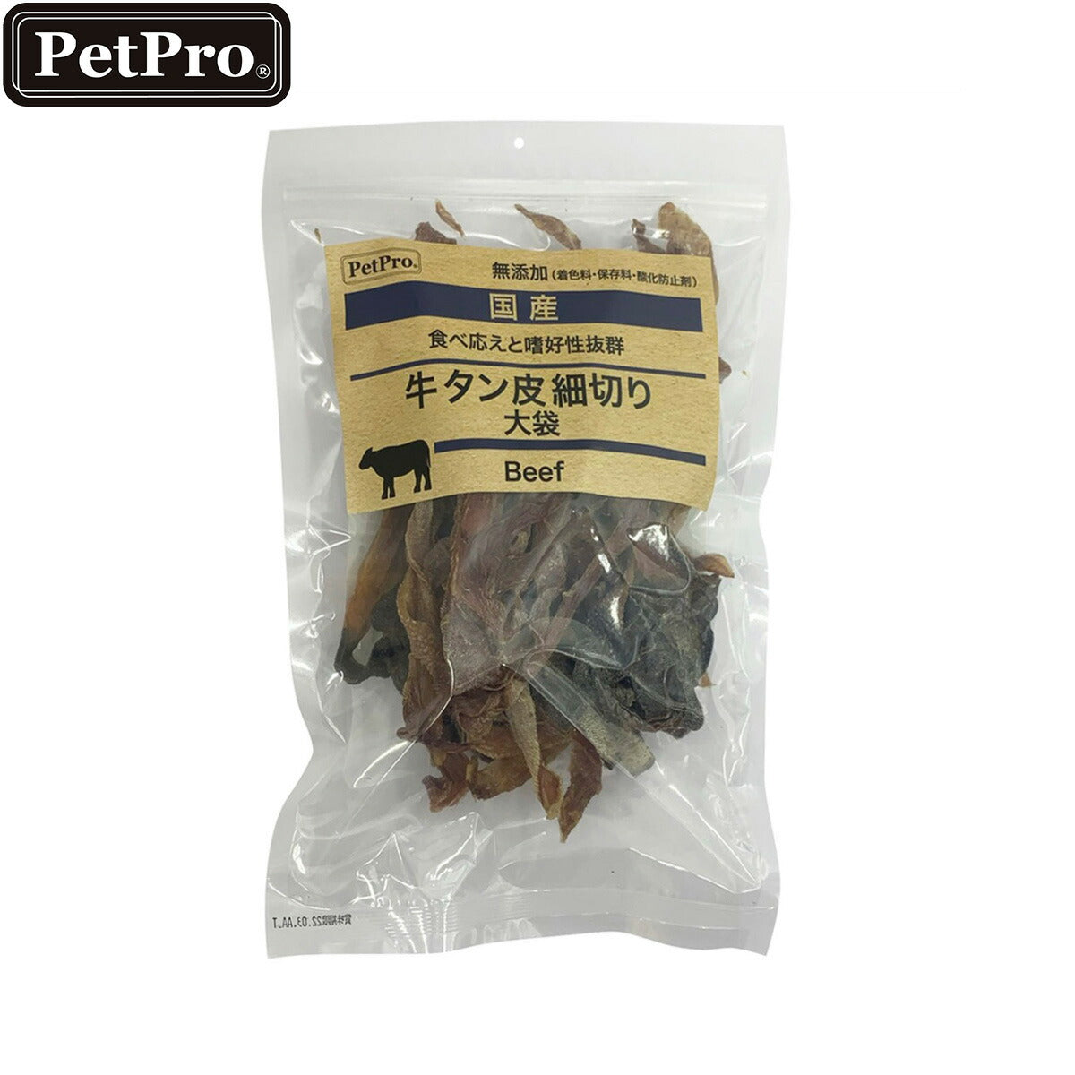 ペットプロ 国産おやつ 無添加 牛タン皮細切り 大袋 愛犬用おやつ 140g