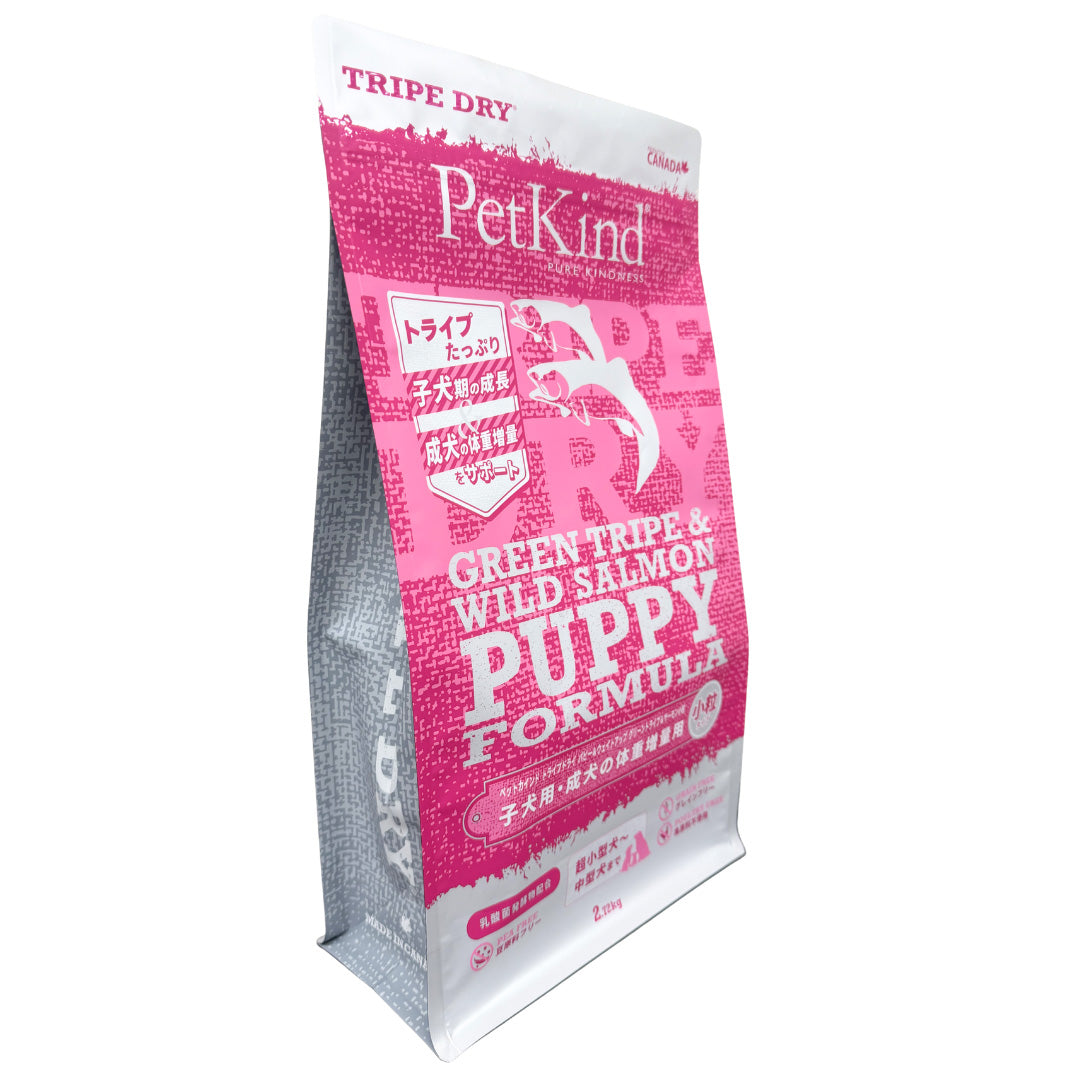 ペットカインド Pet Kind トライプドライ TripeDry ドッグフード パピー＆ウェイトアップ グリーントライプ＆サーモン 小粒 2.72kg×3個