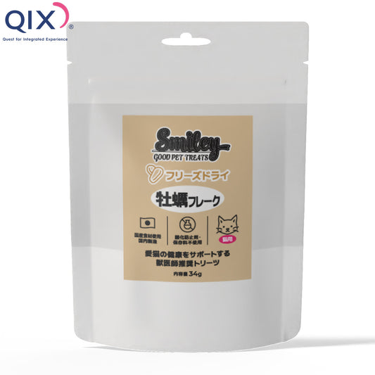 QIX キックス Smiley スマイリー 猫用フリーズドライ 牡蠣フレーク 34g