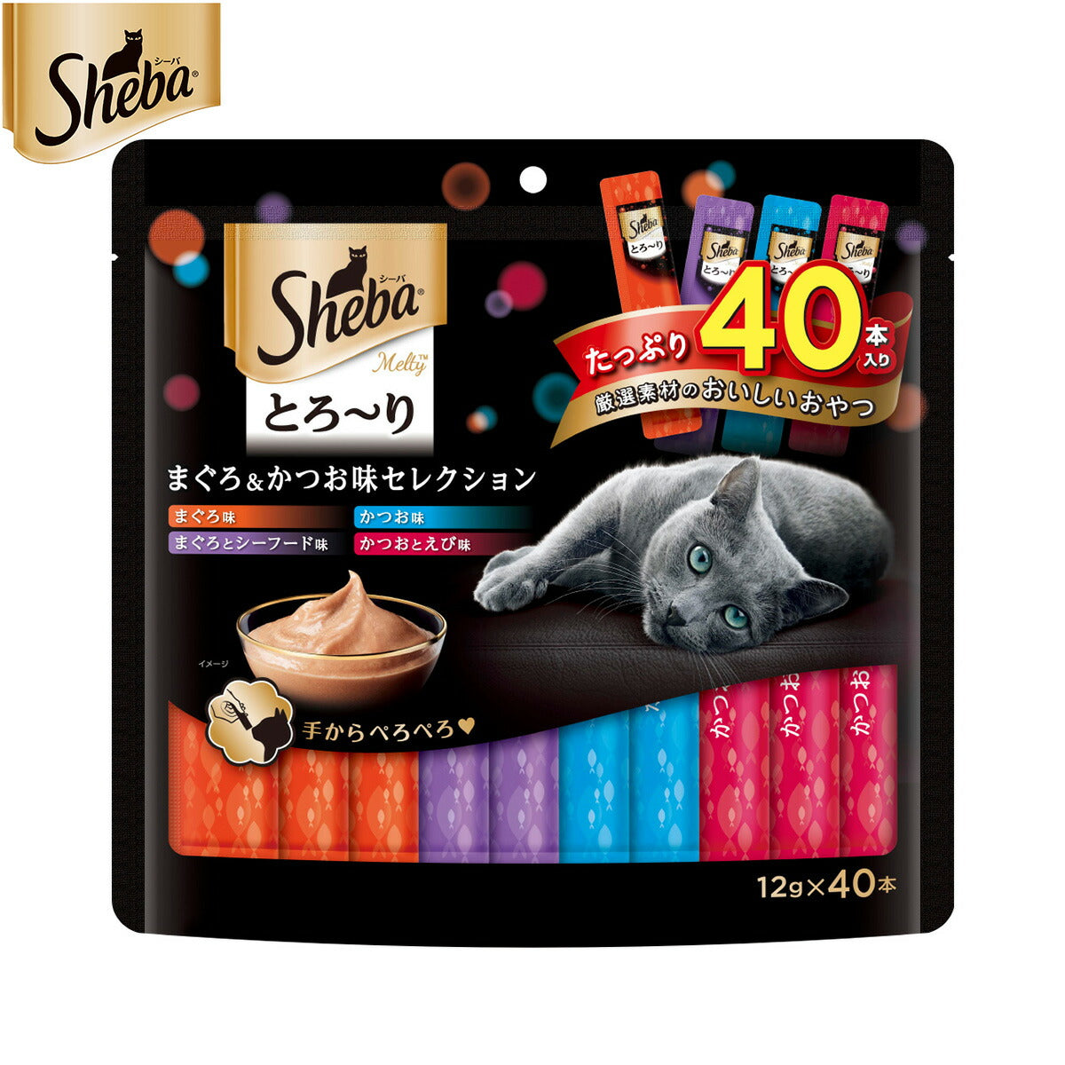 シーバ 猫用おやつ とろ～り メルティ まぐろ＆かつお味セレクション 12g×40本 マースジャパン キャットトリーツ