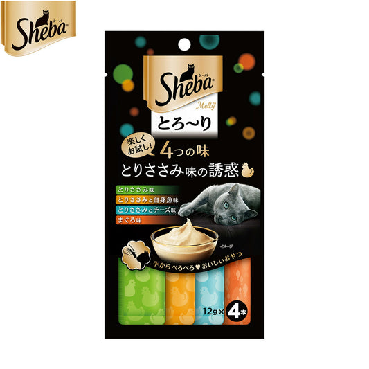 シーバ 猫用おやつ 成猫用 とろ~り メルティ 4つの味 とりささみ味の誘惑 12g×4本 ねこ