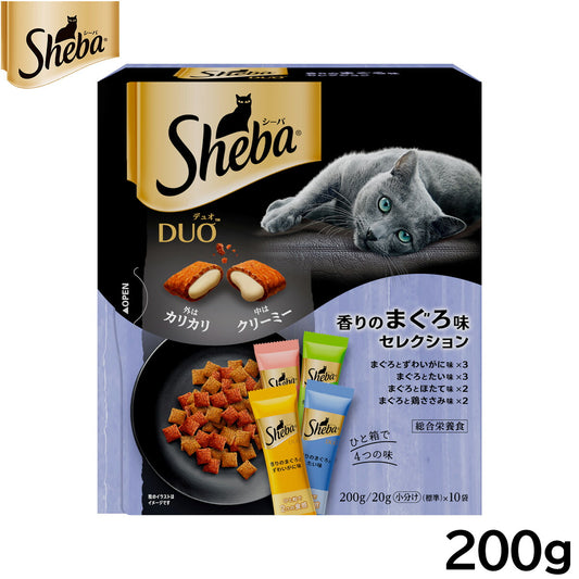 シーバ キャットフード 成猫用 デュオ ひと箱で4つの味 香りのまぐろ味セレクション 200g ねこ