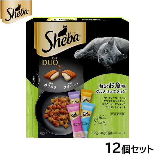 シーバ キャットフード 成猫用 デュオ ひと箱で4つの味 贅沢お魚味グルメセレクション 200g×12個セット【送料無料】 ねこ