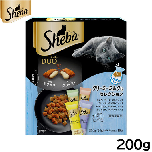 シーバ キャットフード 成猫用 デュオ ひと箱で4つの味 クリーミーミルク味セレクション 200g ねこ