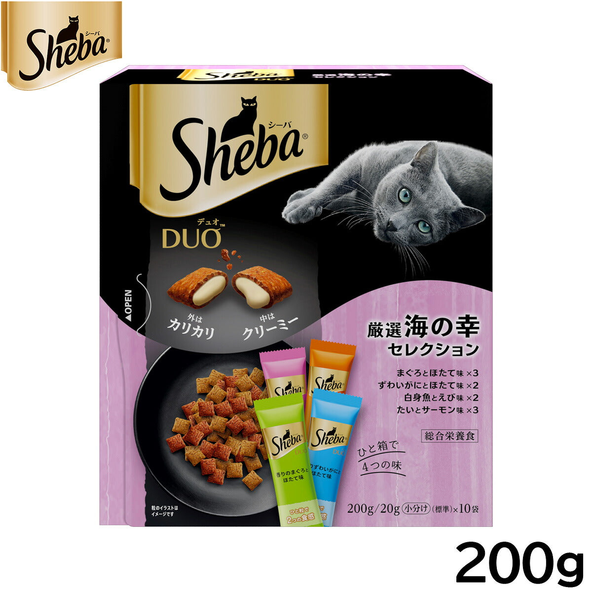 シーバ キャットフード 成猫用 デュオ ひと箱で4つの味 厳選海の幸セレクション 200g ねこ