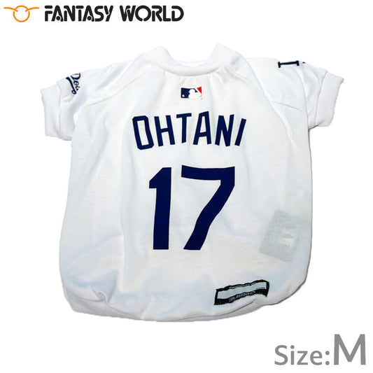 MLB公認 ロサンゼルス ドジャース 大谷翔平選手モデル Tシャツ M ホワイト【送料無料】 犬服 洋服 ドッグウェア ユニフォーム 野球