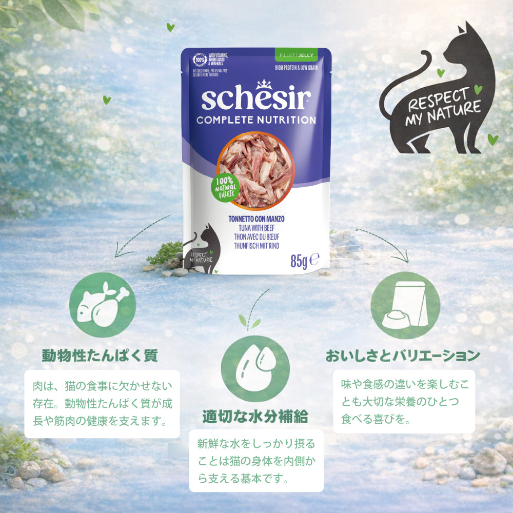 Schesir シシア パウチ ツナwithビーフ キャットフード 85g