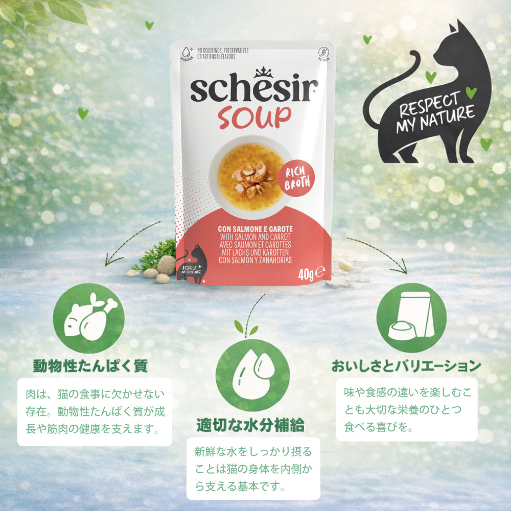 Schesir シシア スープ サーモンandキャロット キャットフード 40g