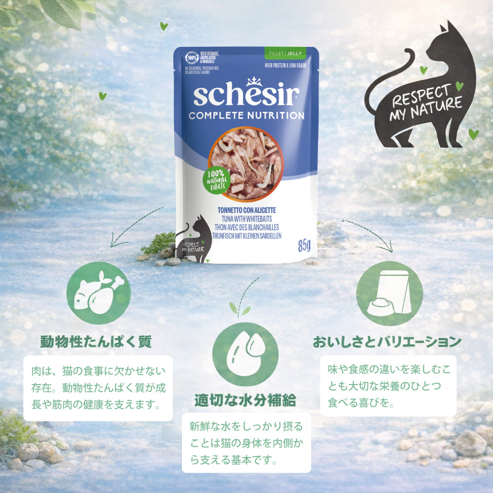 Schesir シシア パウチ ツナwithシラス キャットフード 85g×12個