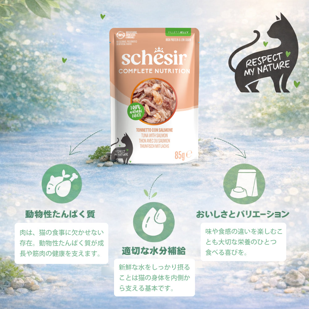 Schesir シシア パウチ ツナwithサーモン キャットフード 85g×12個