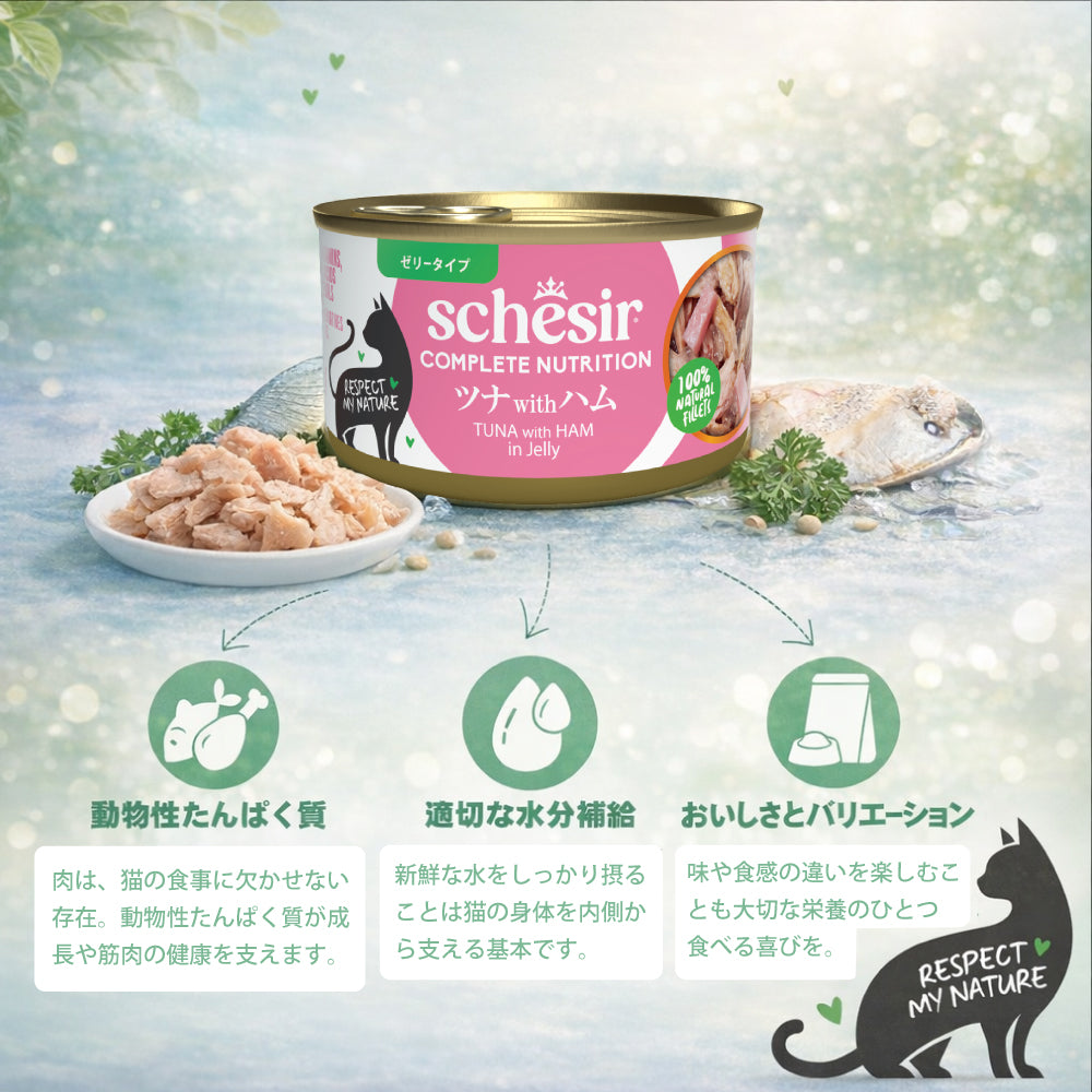 Schesir シシア ツナwithハム 猫缶 キャットフード 85g