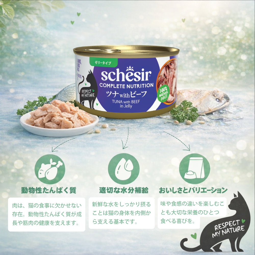 Schesir シシア ツナwithビーフ 猫缶 キャットフード 85g