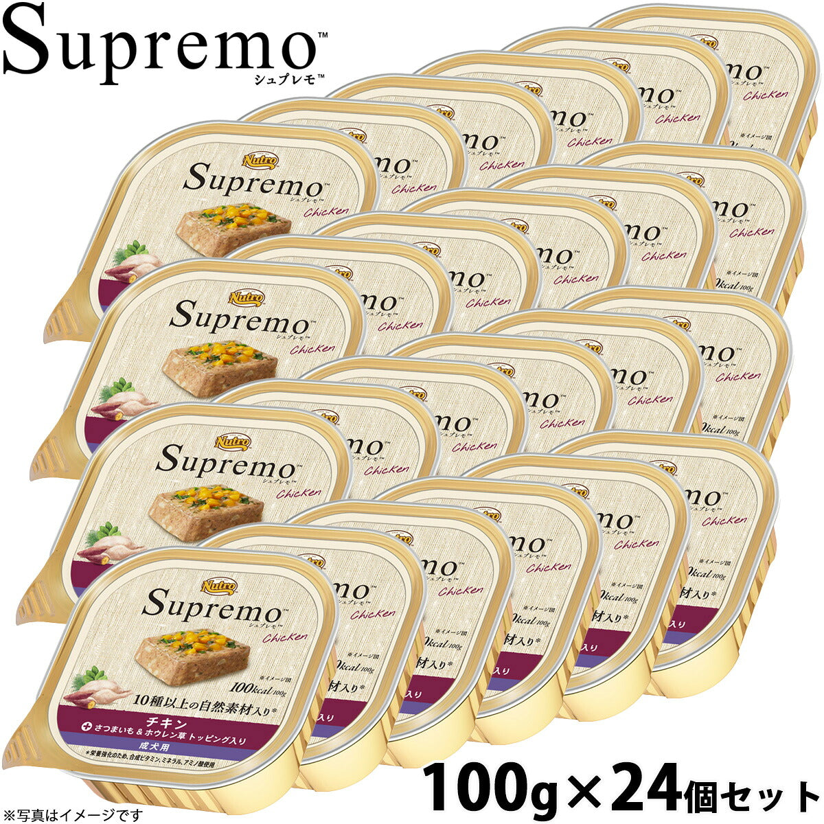 ニュートロ シュプレモ ウェットフード ドッグフード チキン 成犬用 24個セット 無添加 水分補給 トレイ