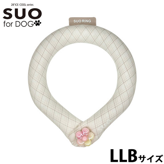 スオ リング フォー ドッグ SUO RING for dogs 28°ICE グラデチェック デコレボタン付 LLB ピンクベージュ