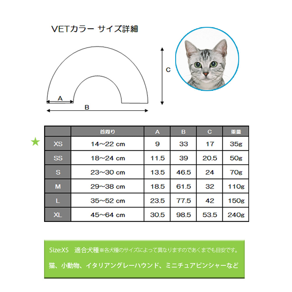 ファンタジーワールド VETカラー XS クリア エリザベスカラー 介護 怪我 保護 犬 猫