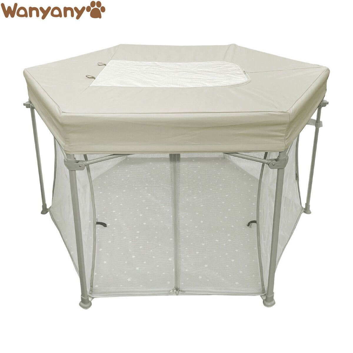 Wanyanya わにゃにゃ 屋根つきおりたたみペットサークル わんパーク ベージュ【送料無料】