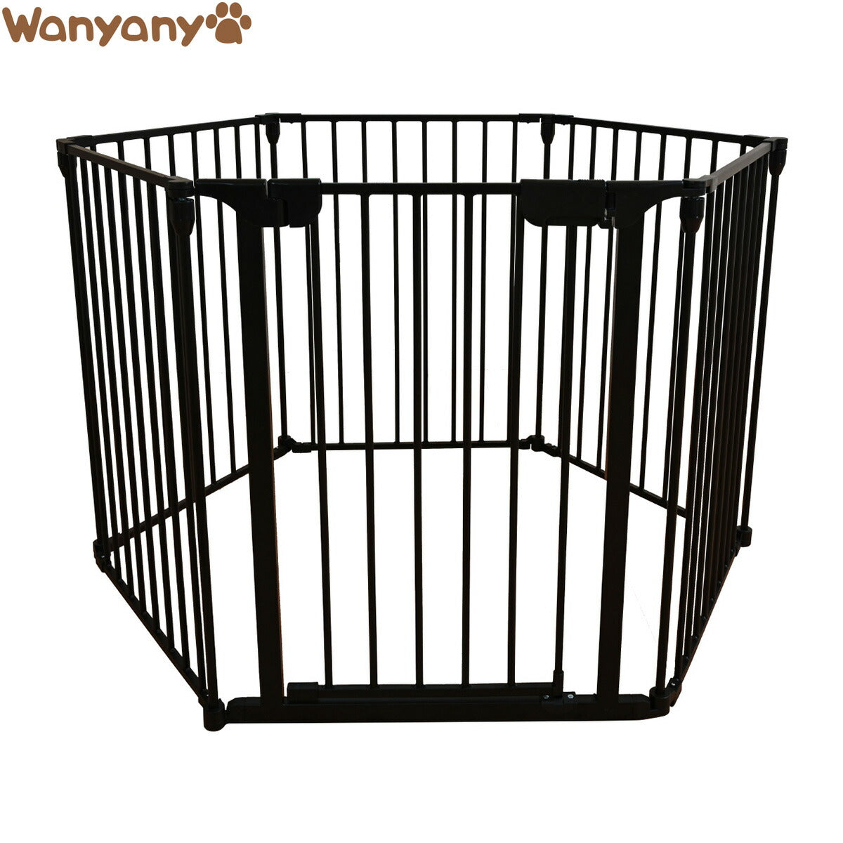 Wanyanya わにゃにゃ スチールペットサークル 6枚組 ブラック【送料無料】