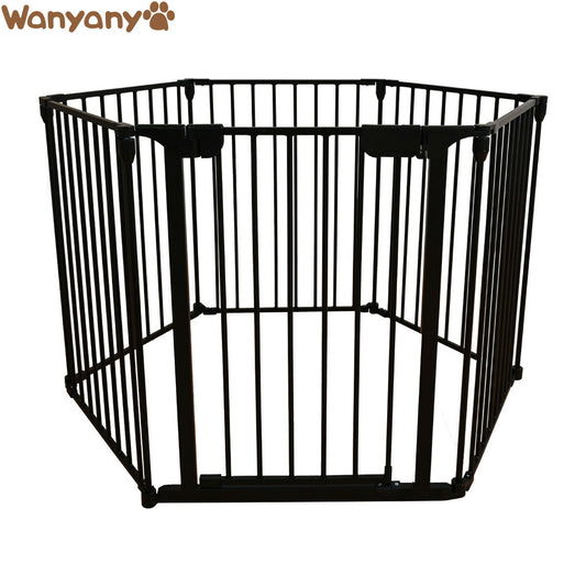 Wanyanya わにゃにゃ スチールペットサークル 6枚組 ブラック【送料無料】