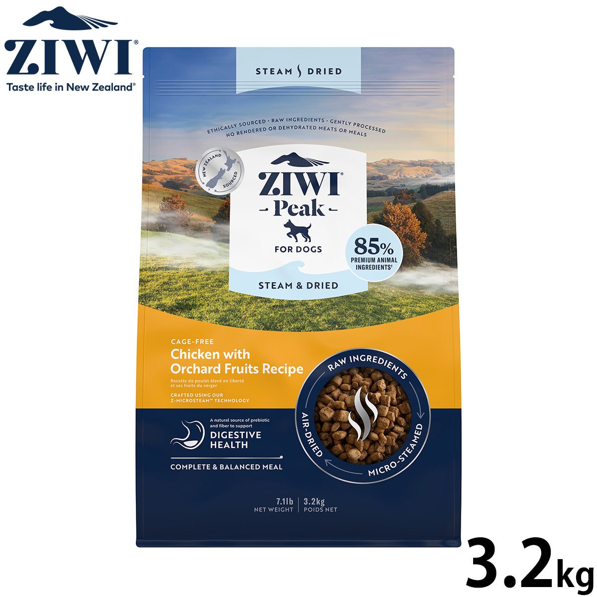 ジウィ ZIWI スチーム＆ドライ ドッグフード チキンwithオーチャードフルーツレシピ 3.2kg