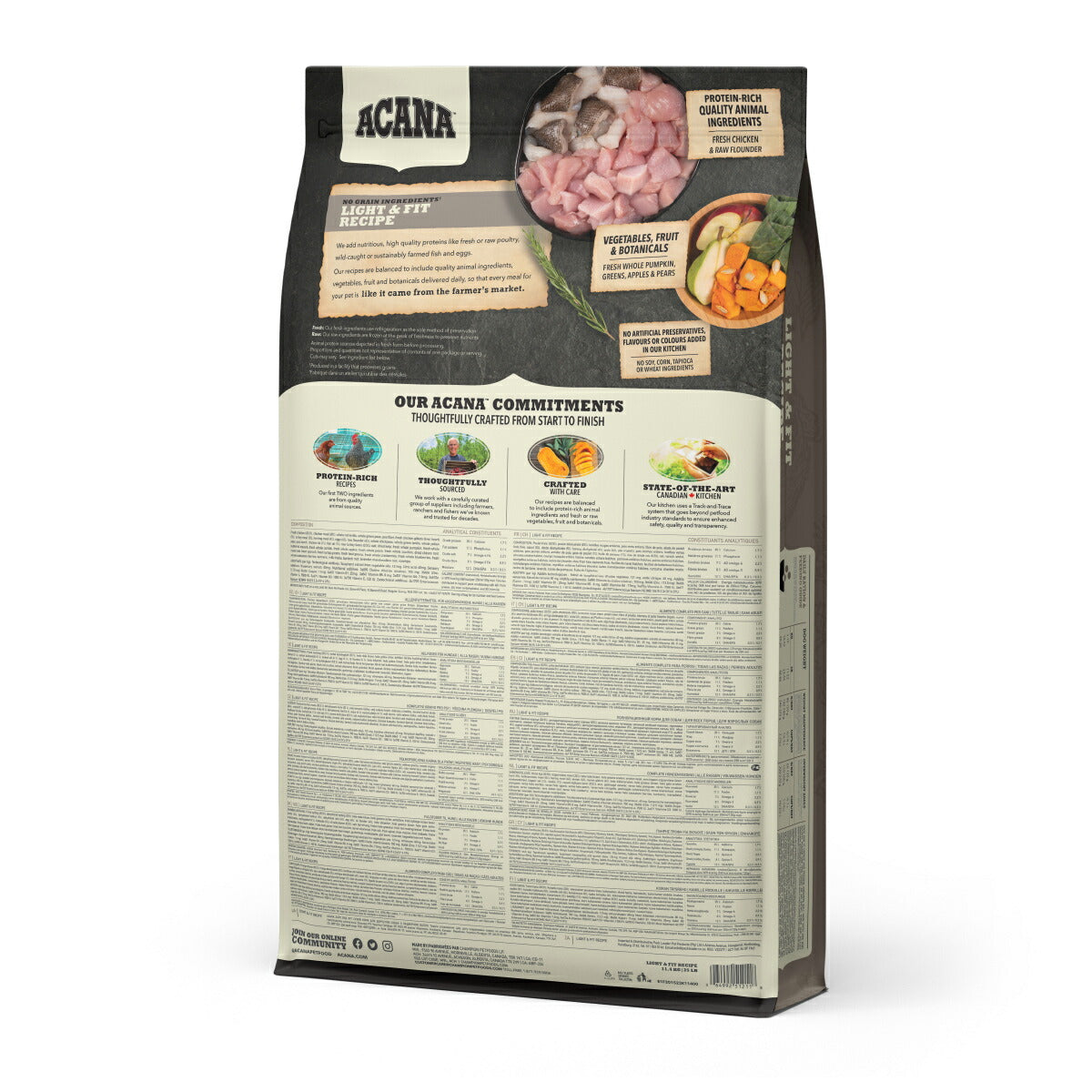 アカナ ACANA ドッグフード ライト＆フィットレシピ 運動量の少ない犬用 全犬種 成犬用 穀物不使用 11.4kg【送料無料】 正規品 無添加 グレインフリー