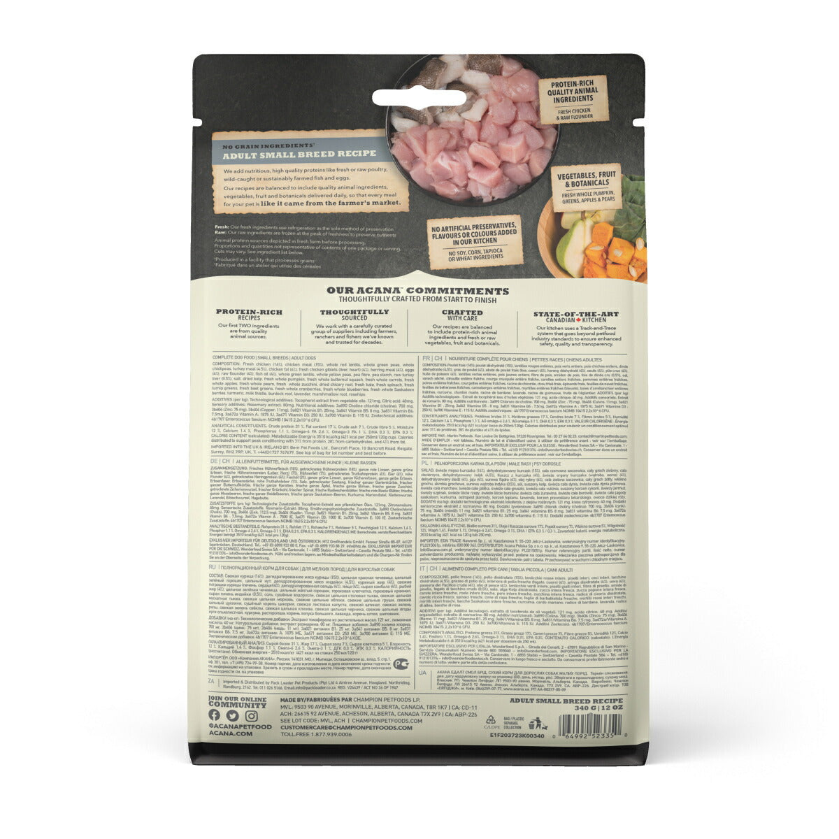 アカナ ACANA ドッグフード アダルトスモールブリードレシピ 小型犬 成犬用 穀物不使用 340g 正規品 無添加 グレインフリー