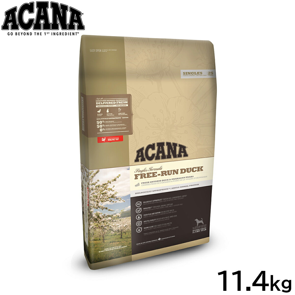 アカナ ACANA ドッグフード シングル フリーランダック 全犬種 全年齢用 穀物不使用 11.4kg【送料無料】 正規品 無添加 グレインフリー
