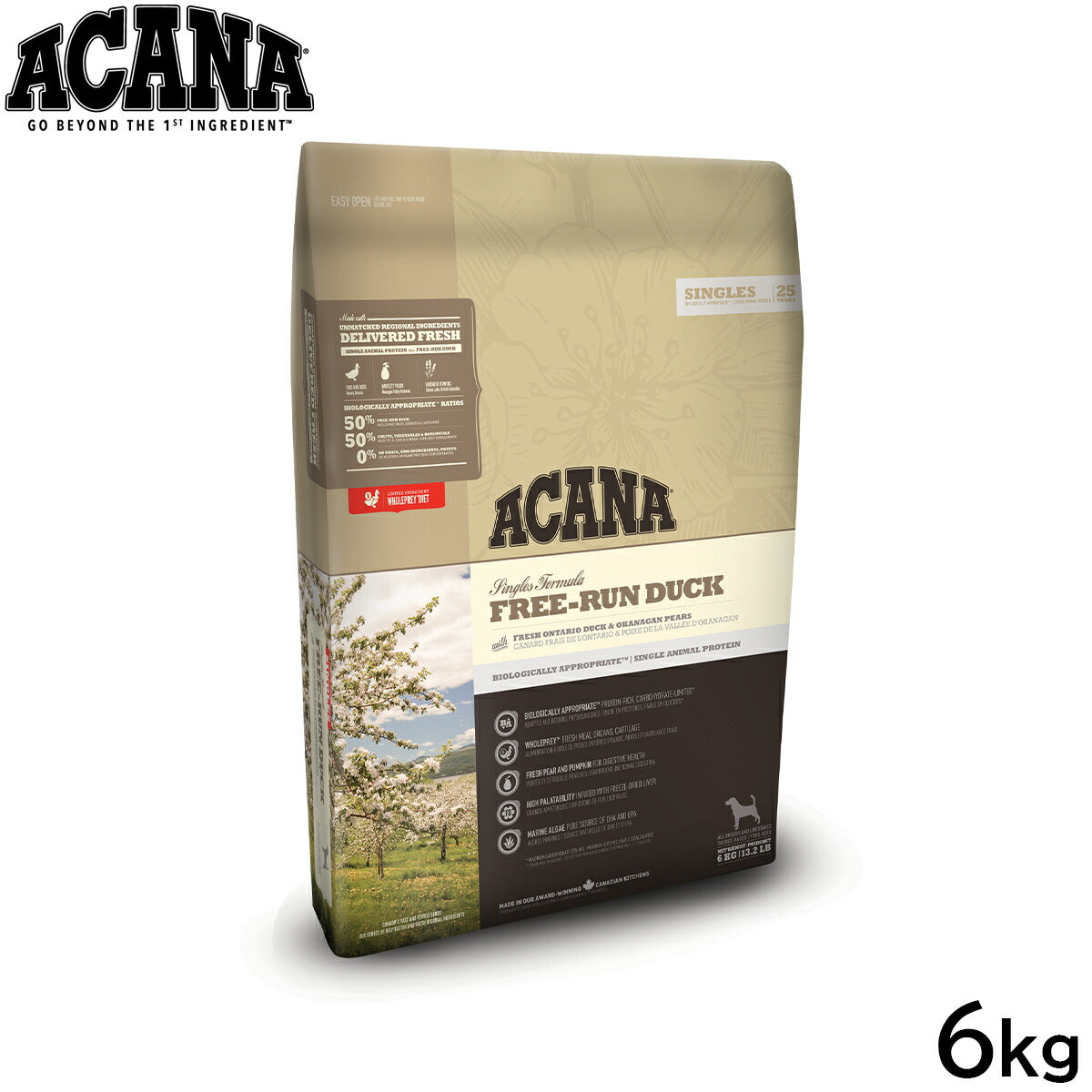 アカナ ACANA ドッグフード シングル フリーランダック 全犬種 全年齢用 穀物不使用 6kg【送料無料】 正規品 無添加 グレインフリー