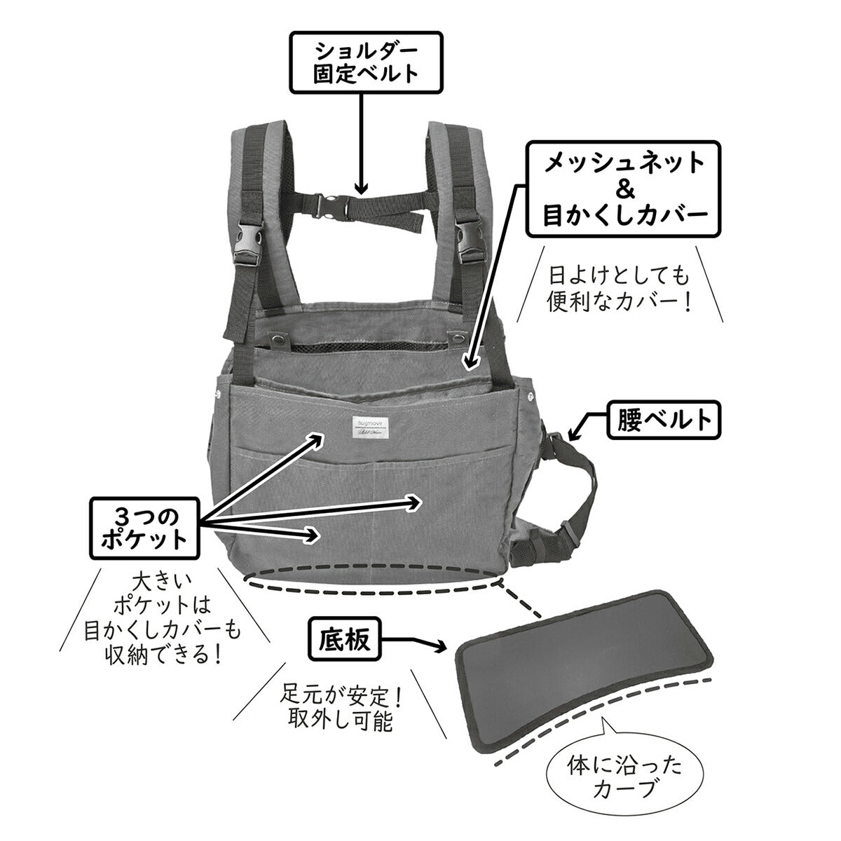 アドメイト ハグムー 抱っこキャリー カーキ【送料無料】