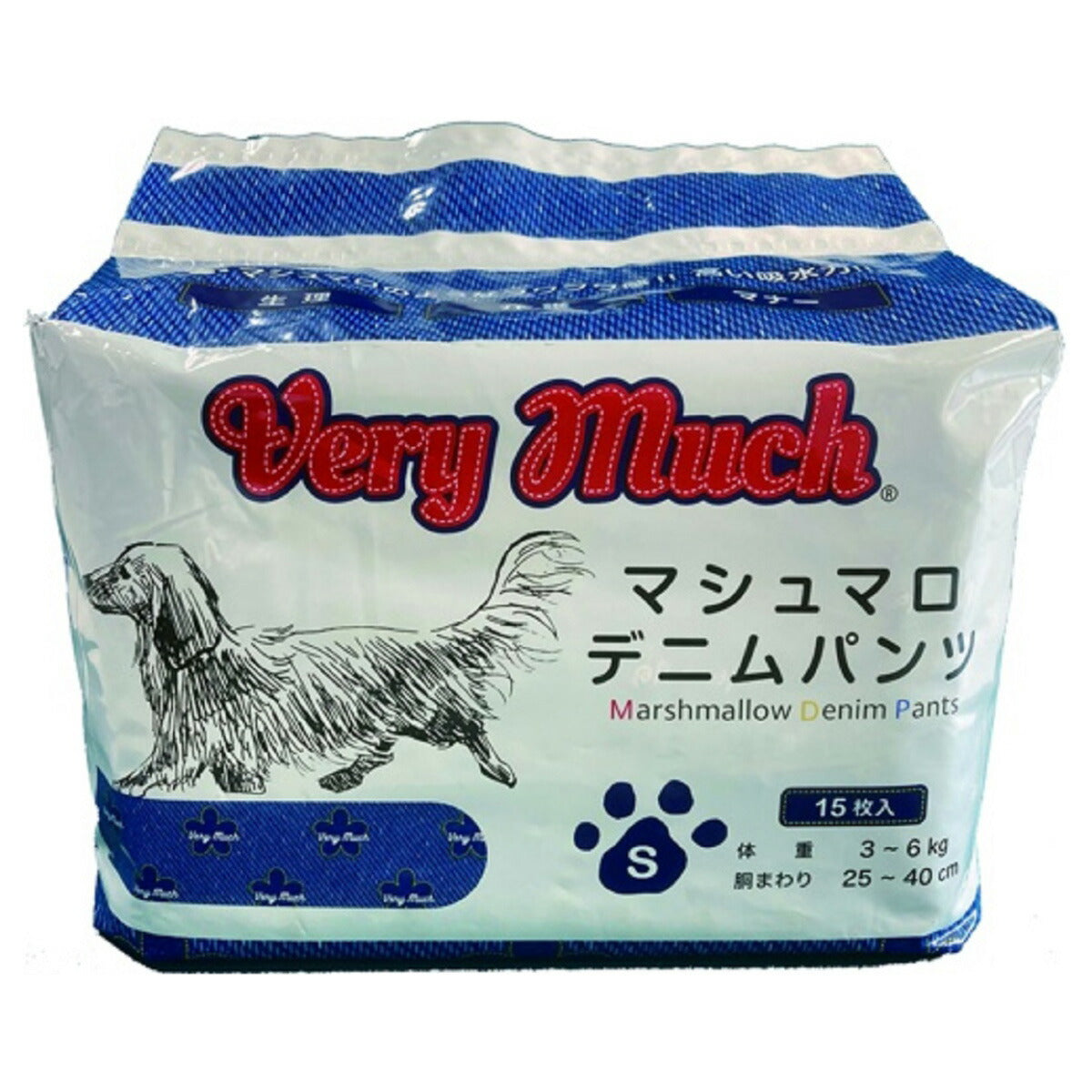 ベリーマッチ マシュマロデニムパンツ 犬用おむつ S 15枚 介護 マナー 生理 マーキング防止