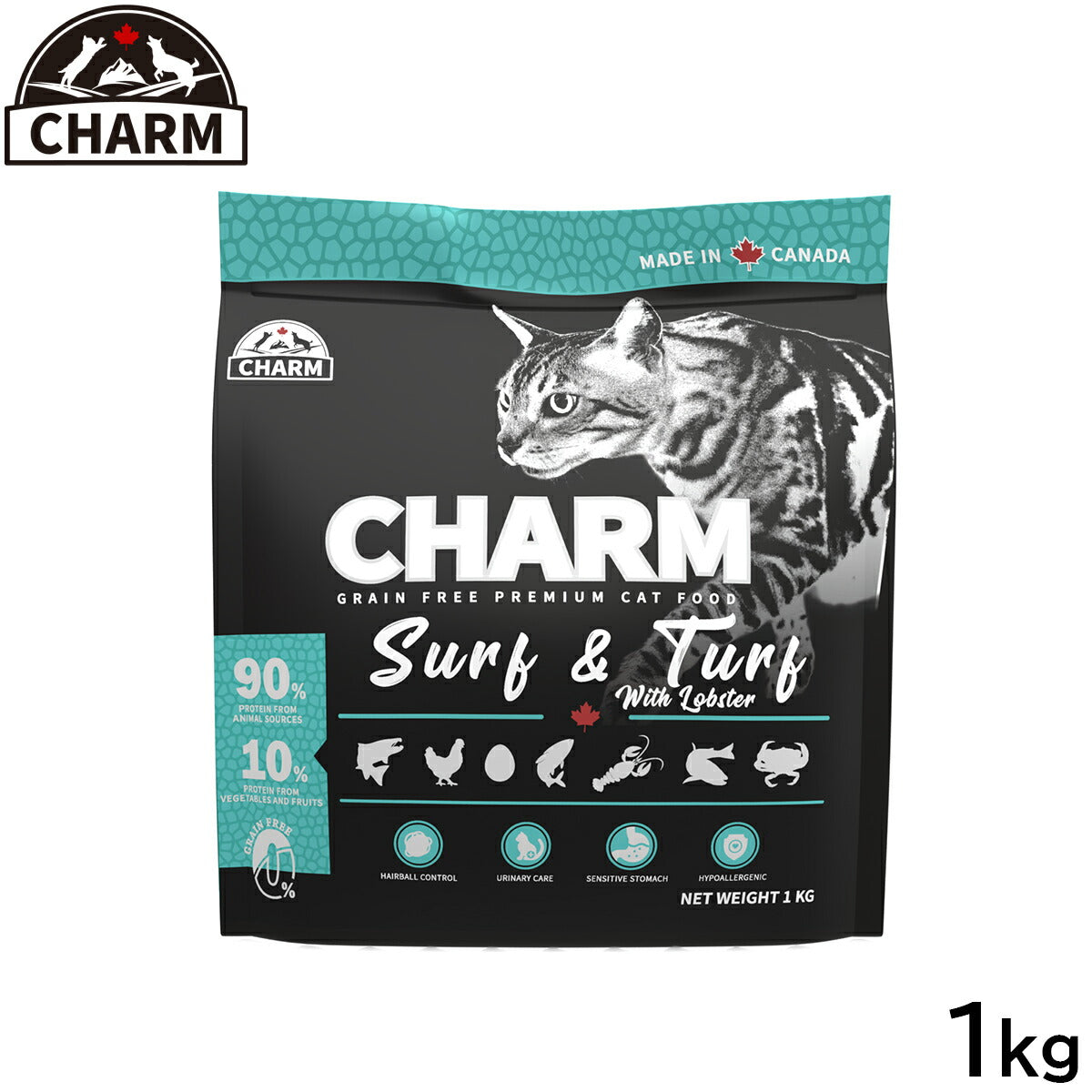 チャーム CHARM キャットフード サーフ＆ターフキャット 全年齢用 穀物不使用 1kg【送料無料】 正規品 無添加 グレインフリー