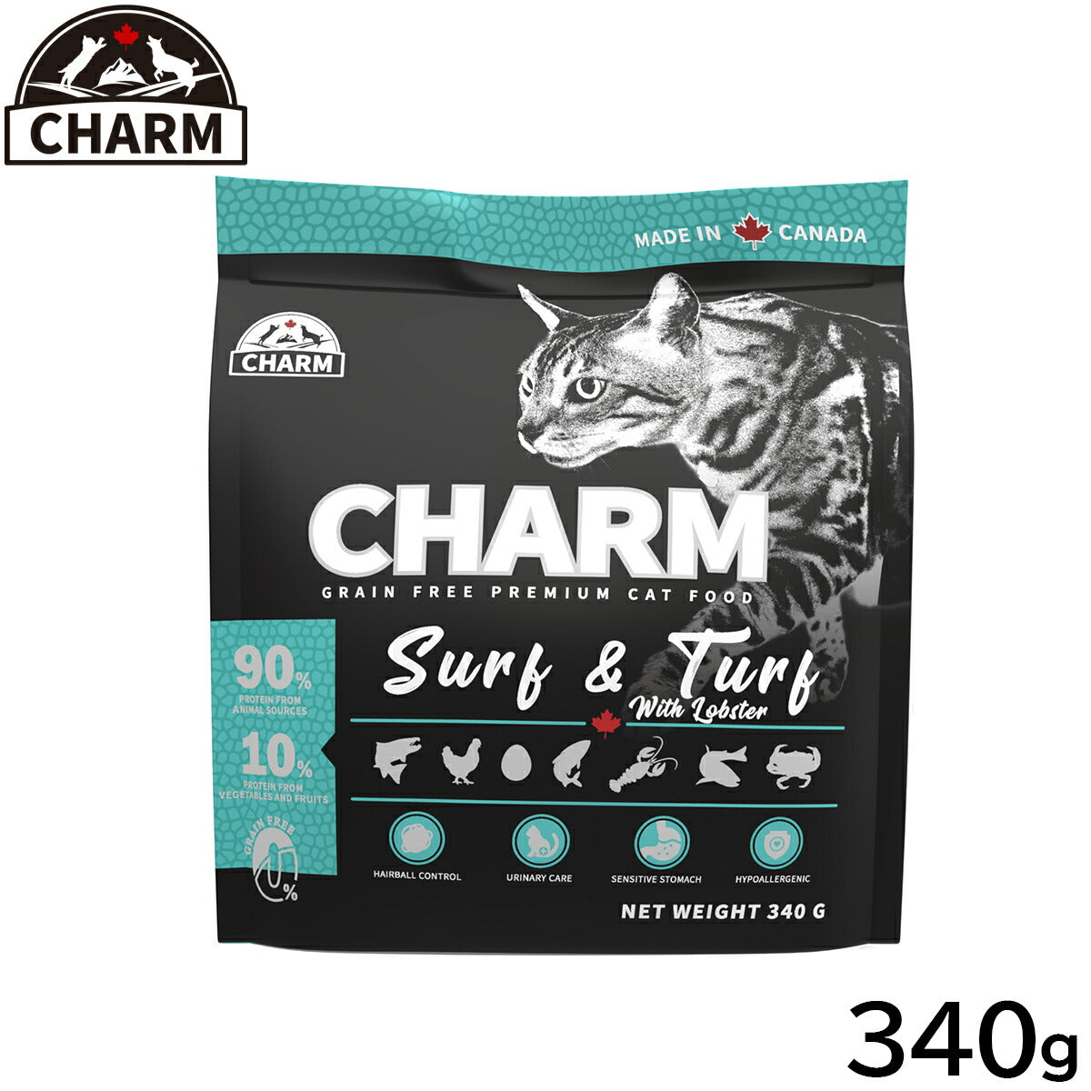 チャーム CHARM キャットフード サーフ＆ターフキャット 全年齢用 穀物不使用 340g 正規品 無添加 グレインフリー