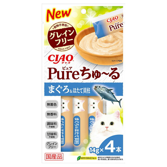 チャオ CIAO Pureちゅ～る まぐろ＆ほたて貝柱 ちゅーる いなば 猫 おやつ 国産 無添加