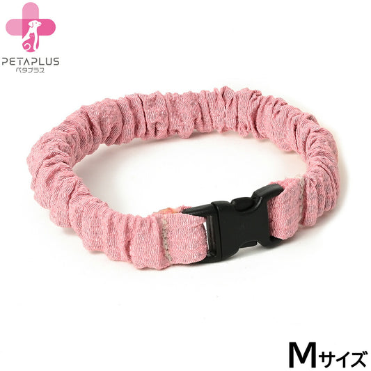ペタプラス にゃんくるバンド(ちりめん) 猫・小型犬用 ネックバンド M 無地ピンク【送料無料】