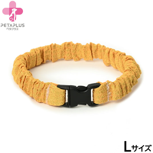 ペタプラス にゃんくるバンド(ちりめん) 猫・小型犬用 ネックバンド L 無地イエロー【送料無料】