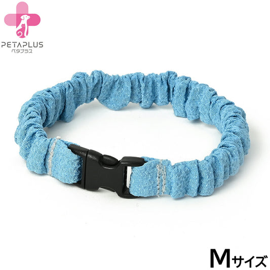 ペタプラス にゃんくるバンド(ちりめん) 猫・小型犬用 ネックバンド M 無地ブルー【送料無料】